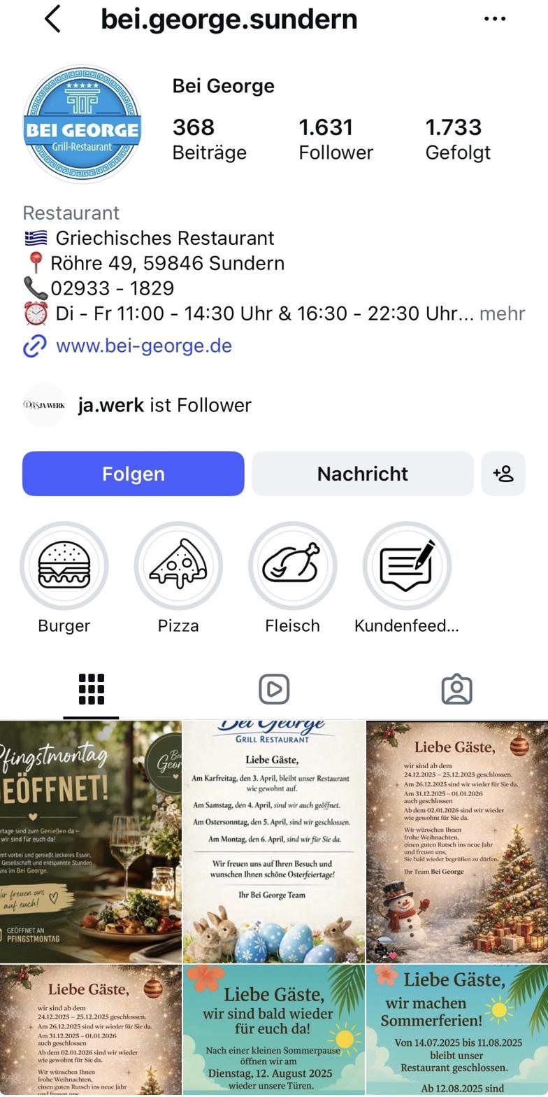 Bei George altes Instagram