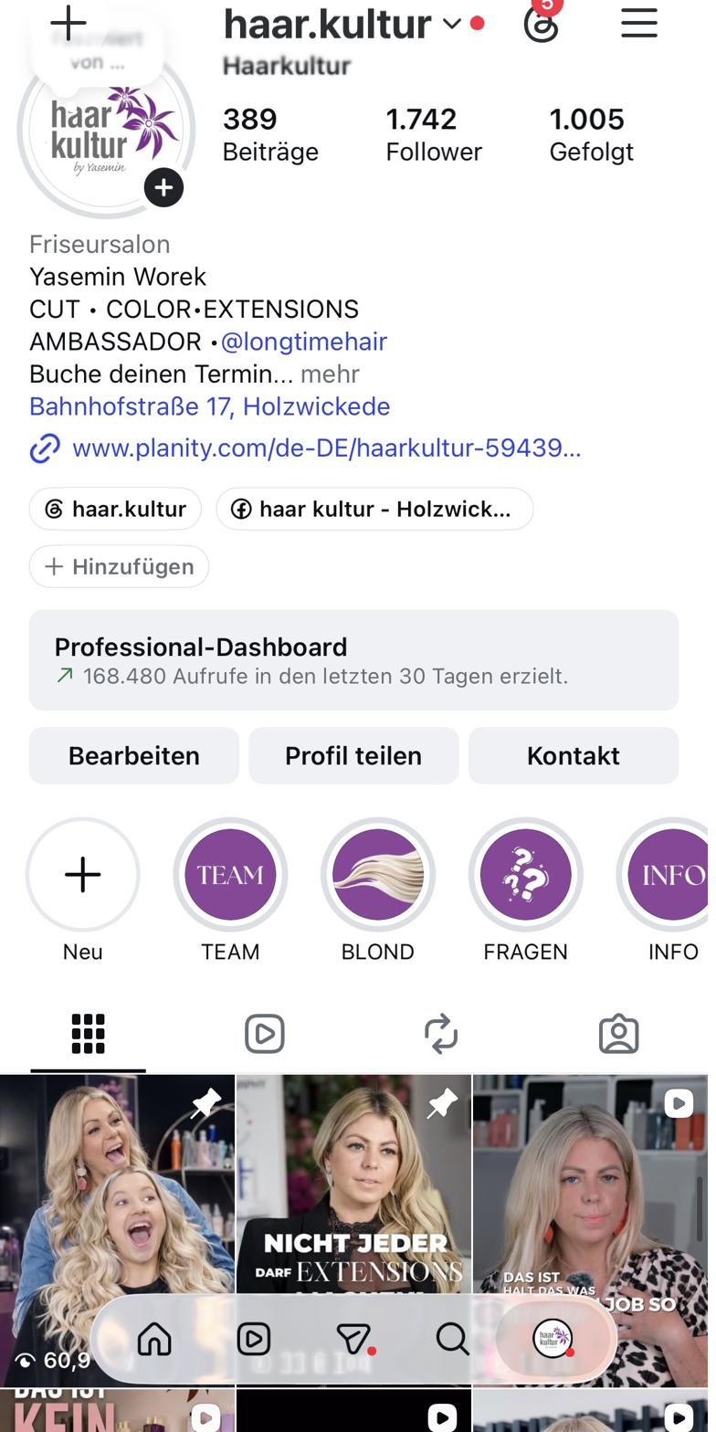 Haarkultur Instagram nachher
